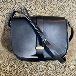 BCBGMaxAzria Black leather Crossbody Bag with Gold Accent